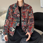Vintage Jacquard Stand Collar Jacket
