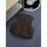 Collarless Zipper Solid Color Vest Jacket