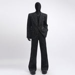 Glittery Starry Sky Loose Casual Blazer Slightly Flared Trousers Two-Piece Set
