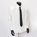 Black Padded Shoulder Tie Shirt