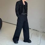 Wavy Texture Black Cropped Jacket