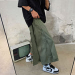 Japanese Style Fake Two Piece Side Ribbon Pants