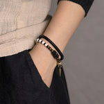 Buddha Stones Bone Beads Ebony Wood Copper Strength Couple Bracelet