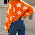 Zeagoo Women's Cute Daisy Knit Cardigan Long Sleeve Casual Flower Open Front Sweater Tops