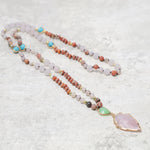 Buddha Stones Natural Rose Quartz Crystal Stone Healing Arrowhead Necklace Pendant
