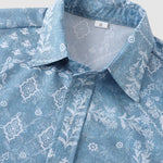 Men's Floral Print Buttoned Casual Short Sleeve Shirt