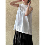 Women's Ruffle Trim Petal Collar Sleeveless Blouse