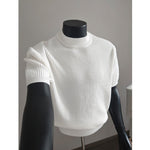 Turtleneck Short-sleeved Striped Sweater