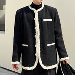 Raw Edge Contrast Wool Slub Jacket