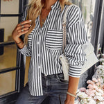 Zeagoo Roll Up Sleeve Button Down Lapel Blouse with Pocket Comfy Casual Loose Fit Shirt