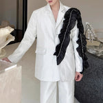 Lace-Panel Casual Notch Lapel Blazer