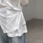 Loose Slit-buttoned Two-way Shirt