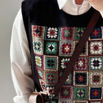 ã€�Weaving Kaleidoscopeã€‘Loose Patchwork Pullover Vest