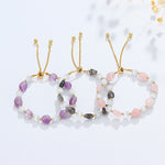 Buddha Stones Amethyst Pink Crystal Black Rutilated Quartz Spiritual Awareness Bracelet