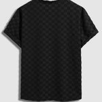 Men's terry cloth plaid crew neck T-shirt shorts set