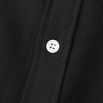 Men's Solid cotton casual lapel solid color short-sleeved shirt