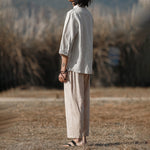 Summer Linen Loose Cropped Pants
