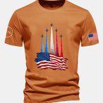 Regular Fit Fighter Jets With USA Flag Print Cotton T-Shirt