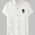 Men's Japanese rose print Trendy short-sleeved shirt