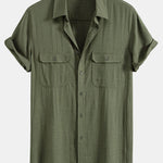 Linen Rayon Blend Pocket Utility Shirt