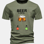 Regular Fit Beer Is Calling Print Cotton T-Shirt