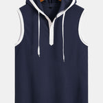 Contrast Waffle Half Open Hooded Vest
