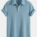Short Sleeved Waffle Polo & Drawstring Knitted Waffle Shorts