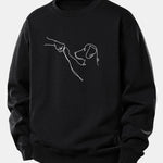 Dog Line Drawing Print Relax Fit Sweatshirt