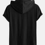 Short Sleeve Henley Hooded T-Shirt