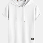 Ribbed Hooded  Arc Hem T-Shirt & Straight Leg Ribbed Pants