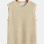 Waffle Knit Wide Strap Sleeveless T-Shirt