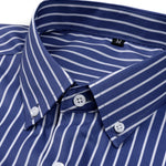 Long Sleeve Stripe Button Up Shirt & Elastic Waist Straight Leg Trousers