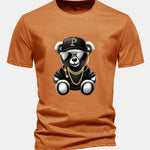 Regular Fit Hip Hop Bear Print Cotton T-Shirt