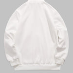 Men's stand collar zipper letter print fleece sweatshirt