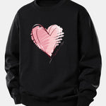 Doodle Heart Print Relax Fit Sweatshirt