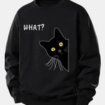 What Black Cat Print Relax Fit Sweatshirt