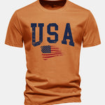 Regular Fit USA Flag Print Cotton T-Shirt