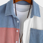 Relax Fit Color Block Corduroy Button Up Shirt