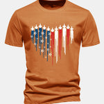 Regular Fit Heart Shaped Fighter Jets USA Flag Print Cotton T-Shirt