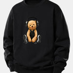 Headphone Bear Print Relax Fit Sweatshirt