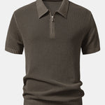 Eyelet Zip Up Knit Polo Shirt