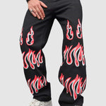 Men's Zip Access Flame Embroidered Jeans