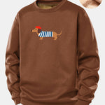 French Dachshund Print Teddy Fleece Lined Sweatshirt
