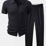 Twisted Jacquard Knit Shirt & Slim Fit Tapered Trousers