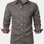 Corduroy Plaid Panel Button Up Shirt