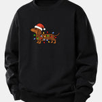 Christmas Colorful Light Dog Print Relax Fit Sweatshirt
