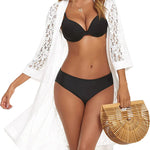 Zeagoo Women Lace Crochet Coverups Open Front Cardigan Sheer Cover Up 3/4 Sleeve Kimono (US Only)