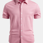 Muscle Fit Ribbed Button Up Shirt