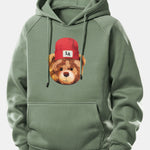 Los Angeles Bear Print Drawstring Hoodie