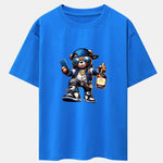 Hip Hop Bear Print Drop Shoulder Oversize T-Shirt